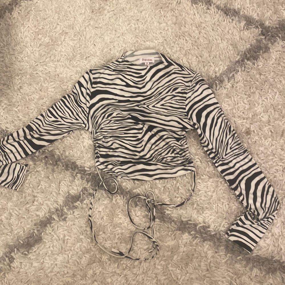 Verge Girl Zebra long sleeve backless top